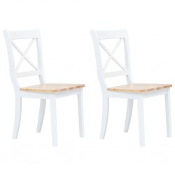 Sonata Трапезни столове, 2 бр, бяло и светло дърво, каучук масив - Столове