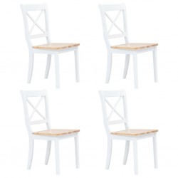 Sonata Трапезни столове, 4 бр, бяло и светло дърво, каучук масив - Трапезни столове