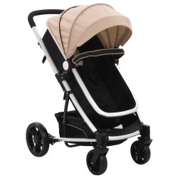 Sonata Детска/бебешка количка 2-в-1, таупе и черно, алуминий - Детска стая