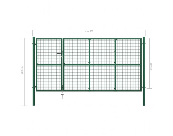 Sonata Градинска порта, стомана, 350x150 см, зелена