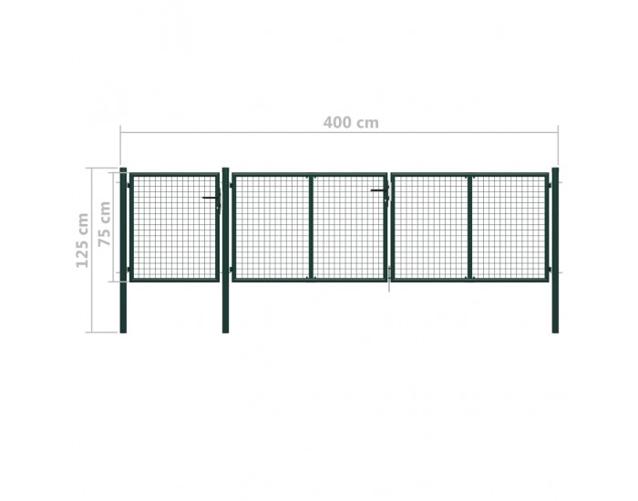 Sonata Градинска порта, стомана, 400x75 см, зелена