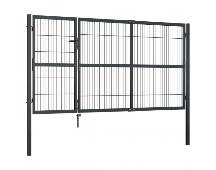 Sonata Градинска порта със стълбове, стомана, 350x140 см, антрацит