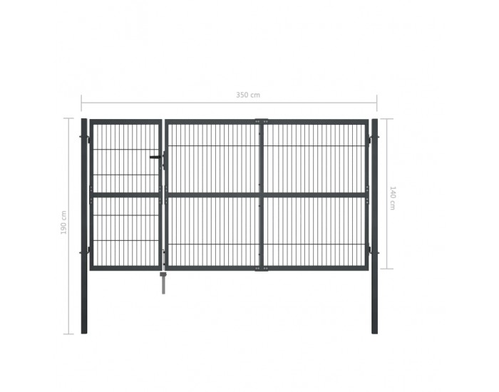 Sonata Градинска порта със стълбове, стомана, 350x140 см, антрацит