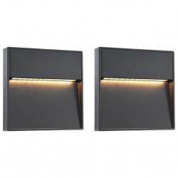 Sonata Фасадни LED аплици, 2 бр, 3 W, черни, квадратни - Лампи за стена