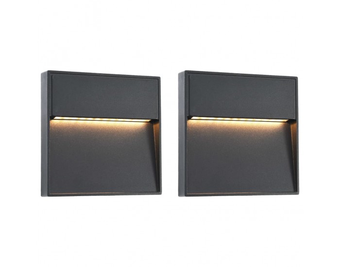 Sonata Фасадни LED аплици, 2 бр, 3 W, черни, квадратни