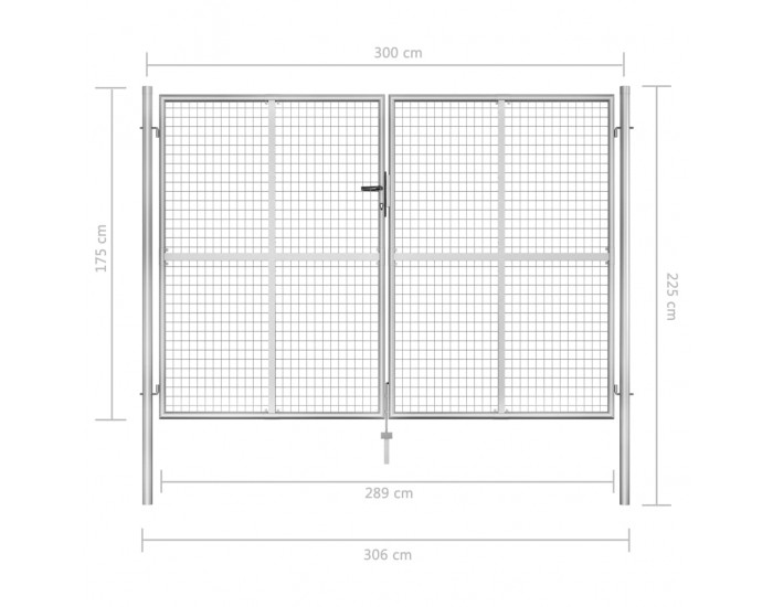 Sonata Градинска врата, поцинкована стомана, 306x225 см, сребриста