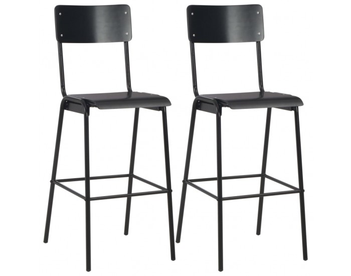 Sonata H Бар столове, 2 бр, черни, твърд шперплат, стомана