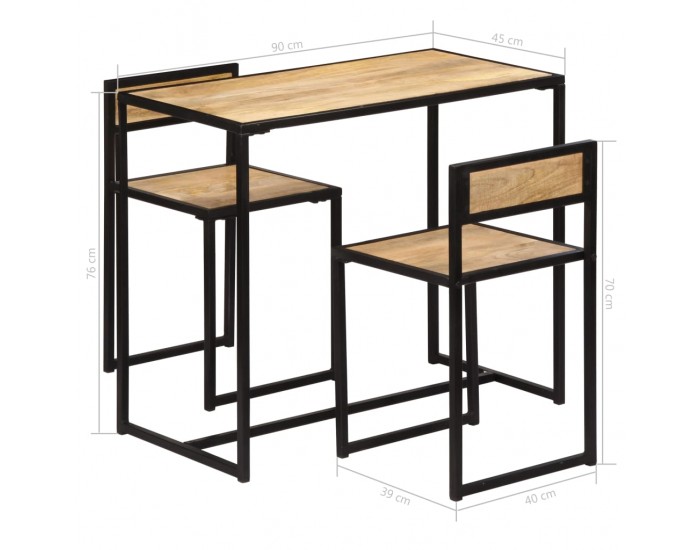 Sonata Трапезен комплект, 3 части, мангово дърво масив