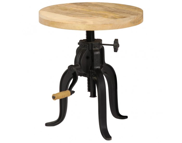 Sonata H Странична маса, 45x(45-62) cм, мангово дърво масив и чугун