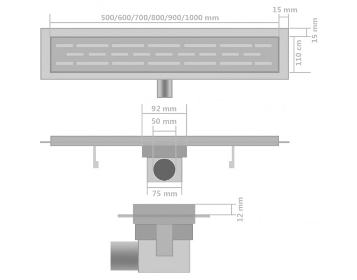 Sonata Линейни сифони, 2 бр, 530x140 мм, неръждаема стомана