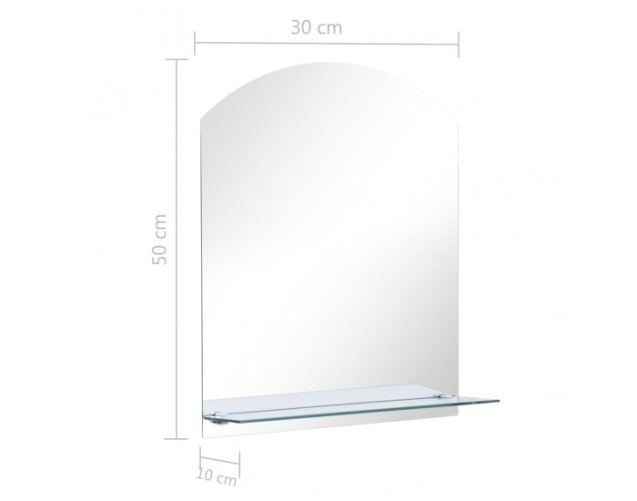 Sonata Стенно огледало с рафт, 30x50 см, закалено стъкло