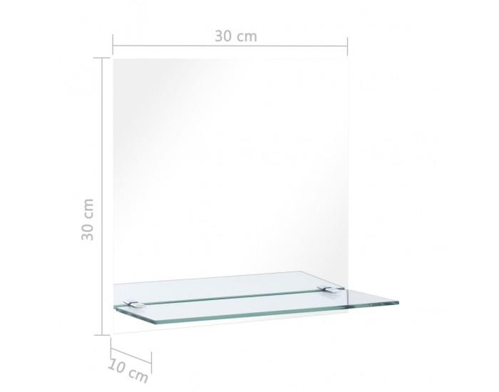 Sonata Стенно огледало с рафт, 30x30 см, закалено стъкло