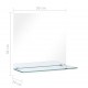 Sonata Стенно огледало с рафт, 30x30 см, закалено стъкло