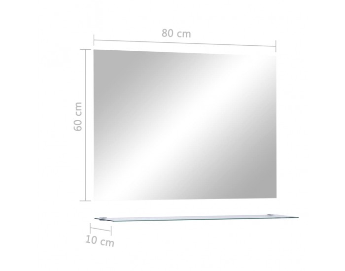 Sonata Стенно огледало с рафт, 80x60 см, закалено стъкло