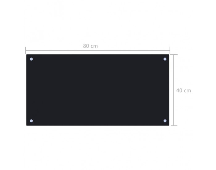 Sonata Кухненски гръб, черен, 80x40 см, закалено стъкло