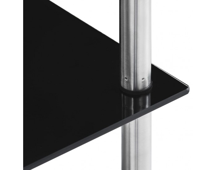 Sonata 6-етажен рафт, черен, 40x40x160 см, закалено стъкло