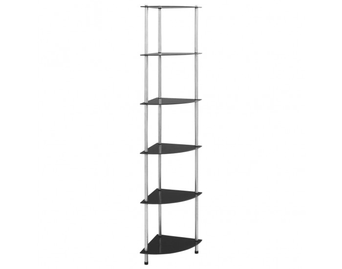 Sonata 6-етажен рафт, черен, 30x30x160 см, закалено стъкло Sonata 6-етажен рафт, черен, 30x30x160 см, закалено стъкло