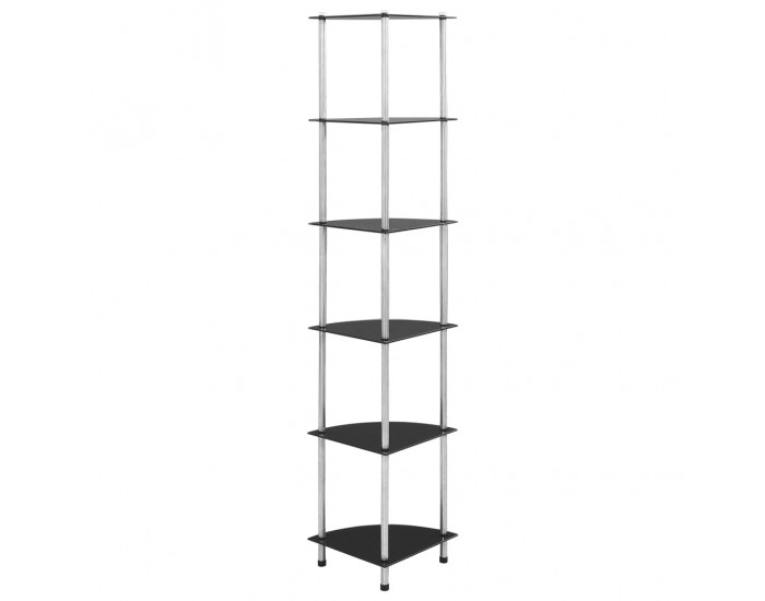 Sonata 6-етажен рафт, черен, 30x30x160 см, закалено стъкло Sonata 6-етажен рафт, черен, 30x30x160 см, закалено стъкло
