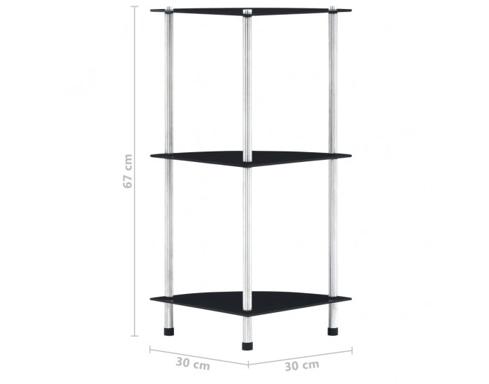 Sonata 3-етажен рафт, черен, 30x30x67 см, закалено стъкло Sonata 3-етажен рафт, черен, 30x30x67 см, закалено стъкло
