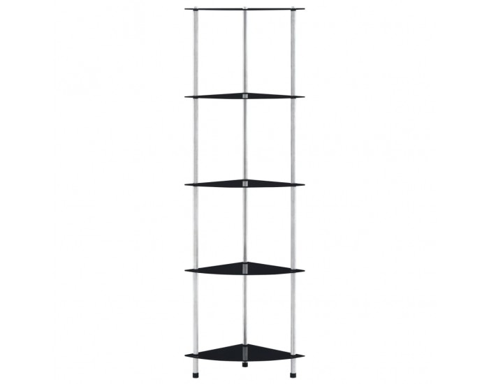 Sonata 5-етажен рафт, черен, 30x30x130 см, закалено стъкло