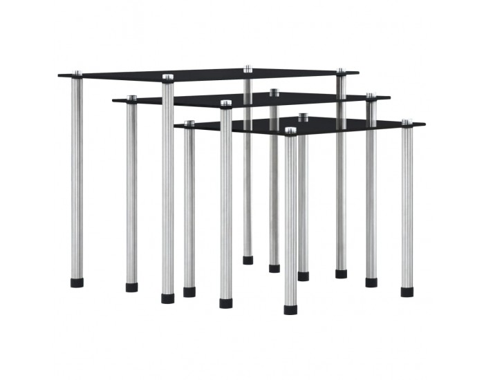 Sonata H Стифиращи маси, 3 бр, черни, закалено стъкло