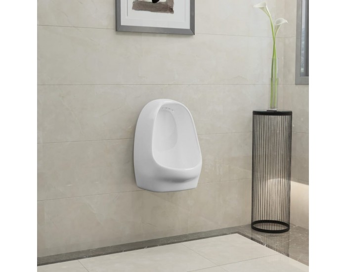 Sonata Окачен писоар с промивен кран, керамика, бял