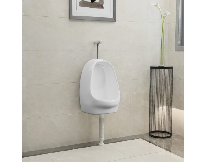 Sonata Окачен писоар с промивен кран, керамика, бял