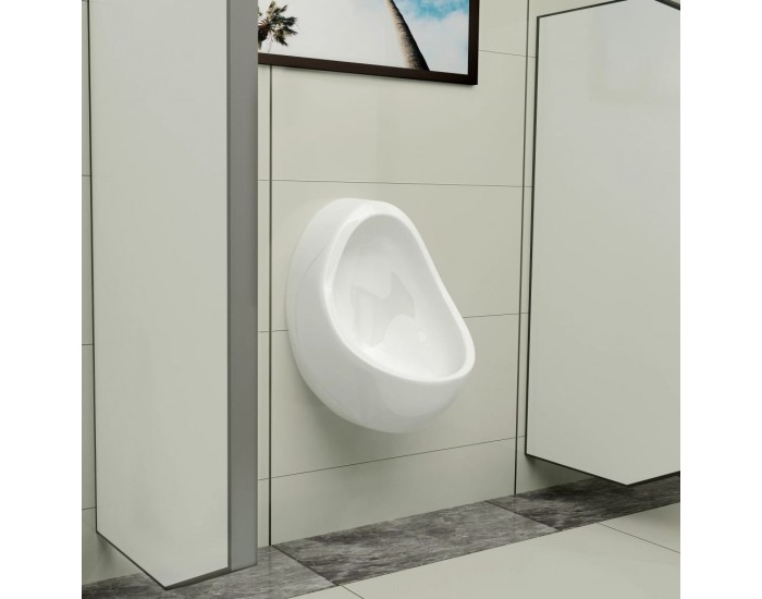 Sonata Окачен писоар с промивен кран, керамика, бял