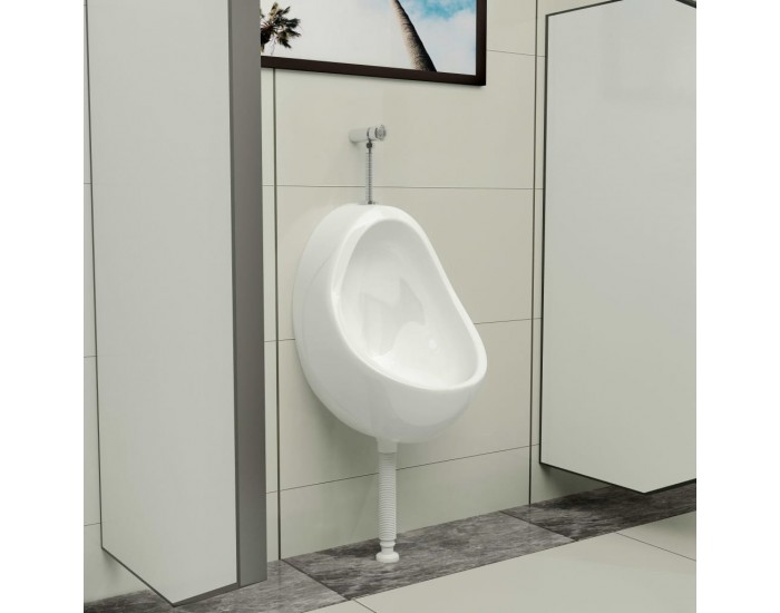 Sonata Окачен писоар с промивен кран, керамика, бял