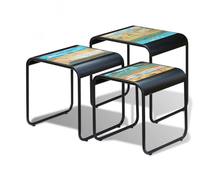 Sonata H Три стифиращи масички за кафе, регенерирано дърво масив