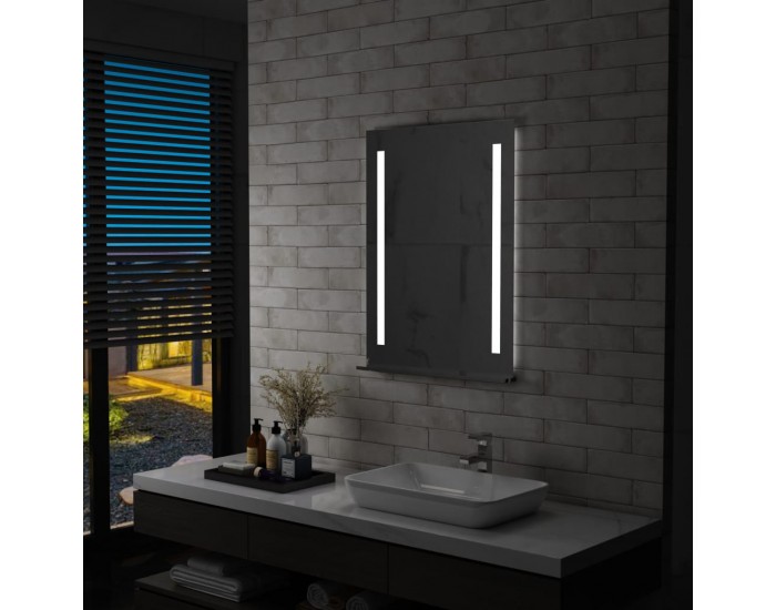 Sonata LED стенно огледало за баня с рафт, 60x80 см