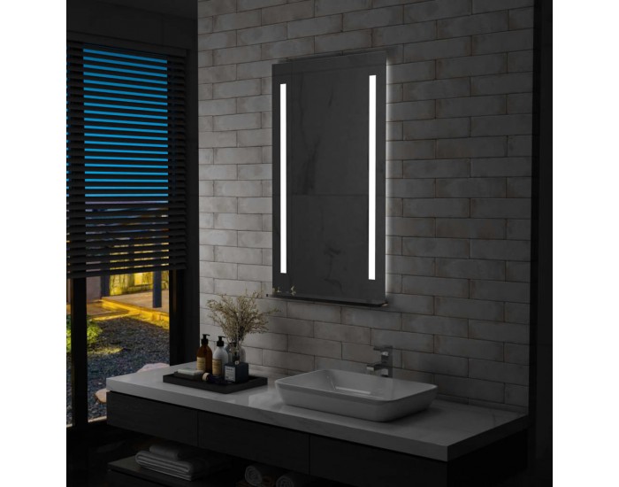 Sonata LED стенно огледало за баня с рафт, 60x100 см