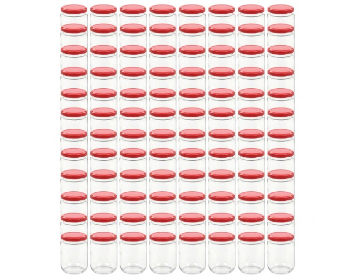 Sonata Стъклени буркани за сладко с червени капачки, 96 бр, 230 мл