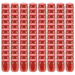 Sonata Стъклени буркани за сладко с червени капачки, 96 бр, 230 мл - Кухненски прибори