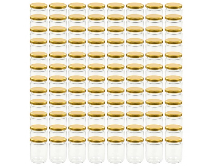 Sonata Стъклени буркани за сладко със златисти капачки, 96 бр, 230 мл