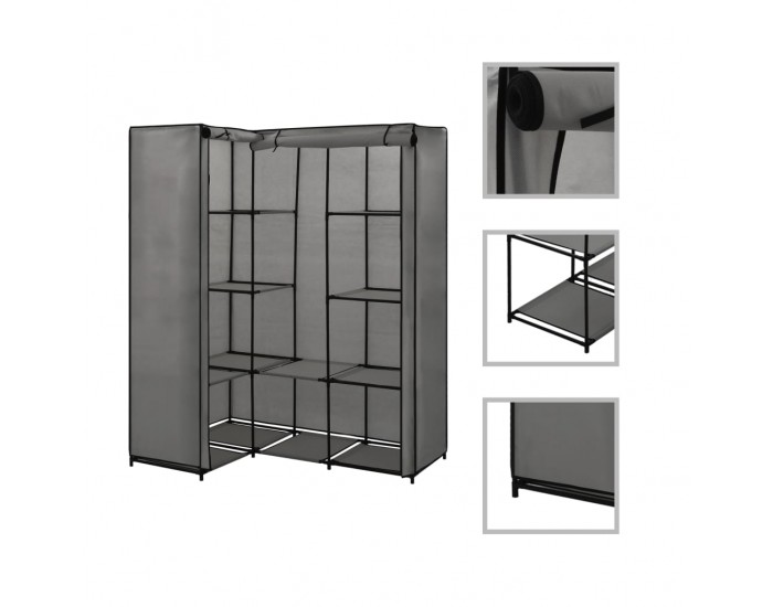 Sonata Ъглов гардероб, сив, 130x87x169 см