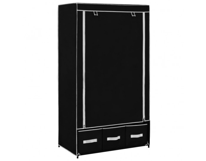 Sonata Гардероб, черен, 87x49x159 см, текстил
