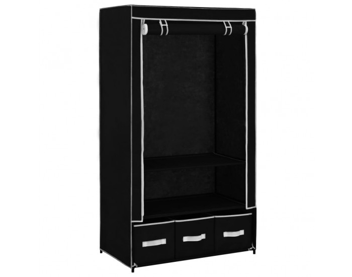 Sonata Гардероб, черен, 87x49x159 см, текстил