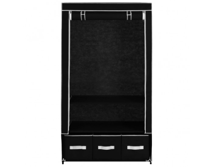 Sonata Гардероб, черен, 87x49x159 см, текстил
