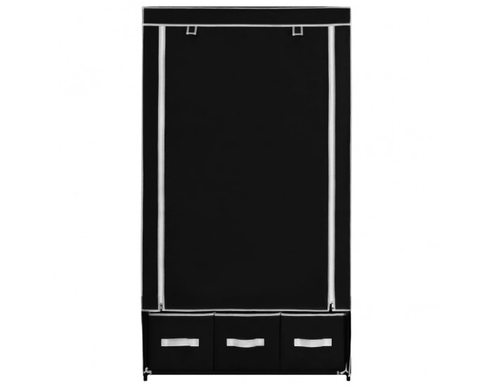 Sonata Гардероб, черен, 87x49x159 см, текстил