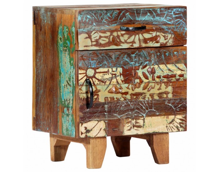 Sonata H Ръчно резбовано нощно шкафче, 40x30x50 см, регенерирано дърво