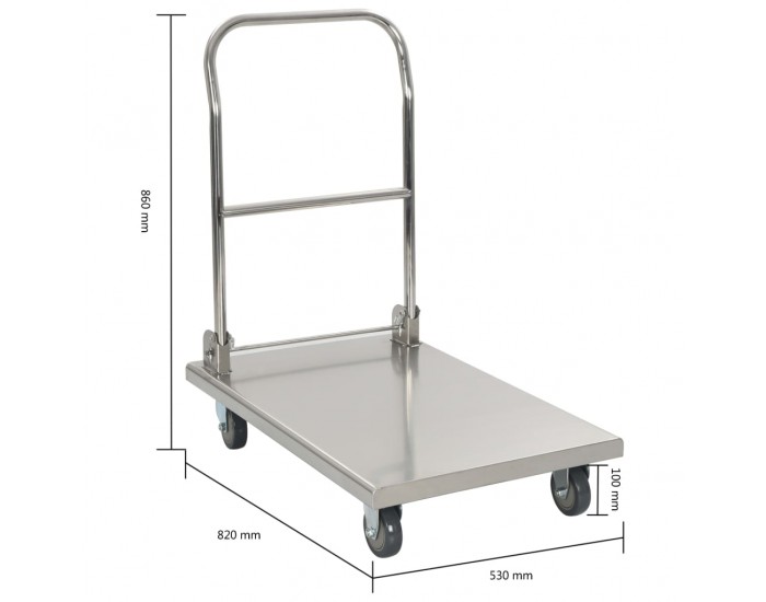 Sonata Платформена количка, сребриста, 82x53x86 см, неръждаема стомана