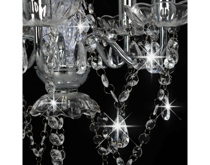 Sonata Полилей с кристали, сребрист, кръгъл, 5 х Е14