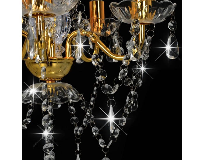 Sonata Полилей с кристали, златист, кръгъл, 5 х Е14