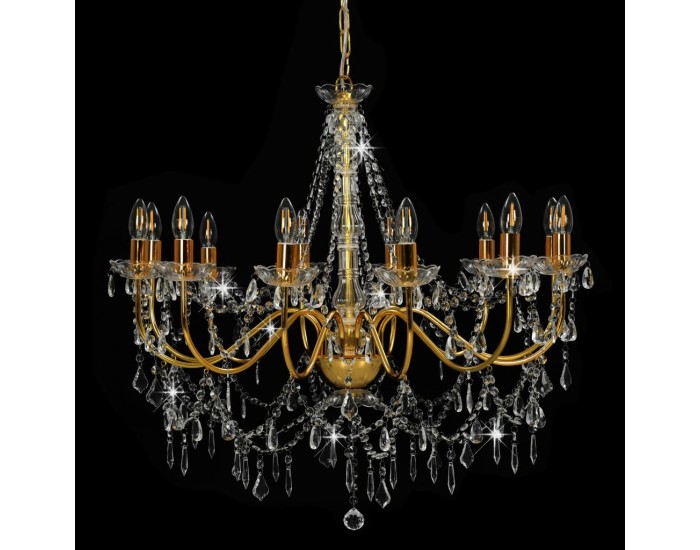 Sonata Полилей с кристали, златист, 12 х Е14 крушки