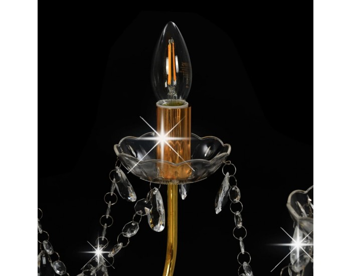 Sonata Полилей с кристали, златист, 12 х Е14 крушки