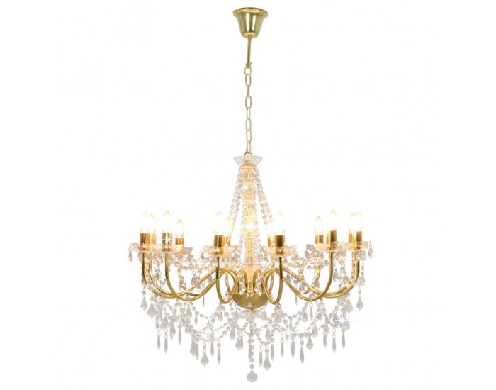 Sonata Полилей с кристали, златист, 12 х Е14 крушки