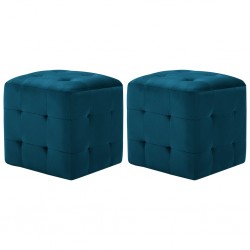 Sonata Нощни шкафчета, 2 бр, сини, 30x30x30 см, кадифен текстил - Спалня