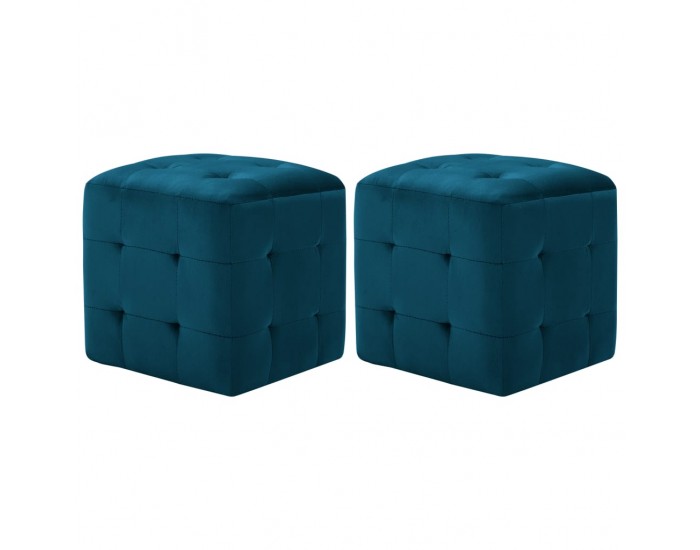 Sonata Нощни шкафчета, 2 бр, сини, 30x30x30 см, кадифен текстил