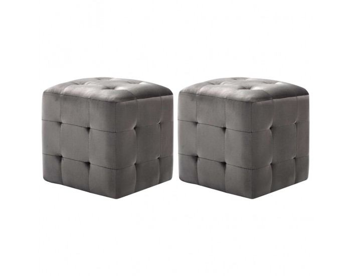 Sonata H Нощни шкафчета, 2 бр, сиви, 30x30x30 см, кадифен текстил